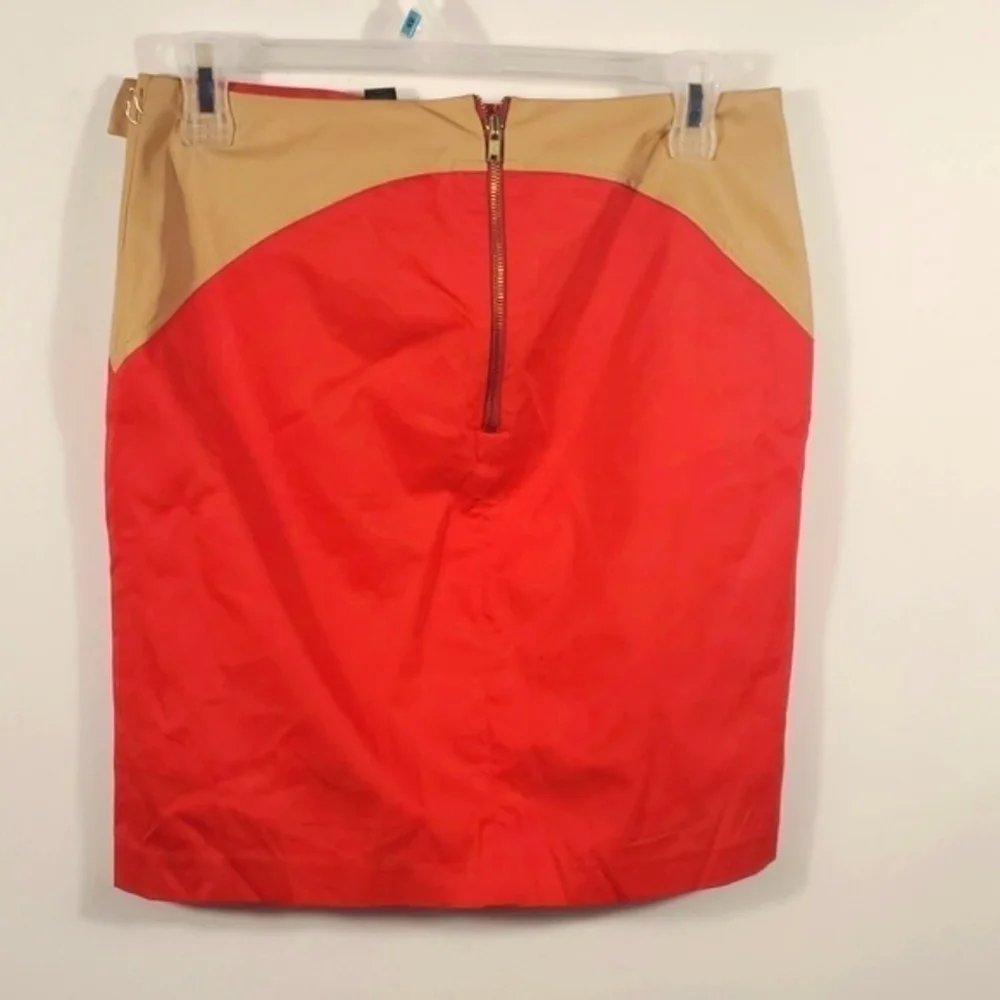 NWT Express Size 12 Red Tan Mini Skirt | High Rise Multicolor Workwear